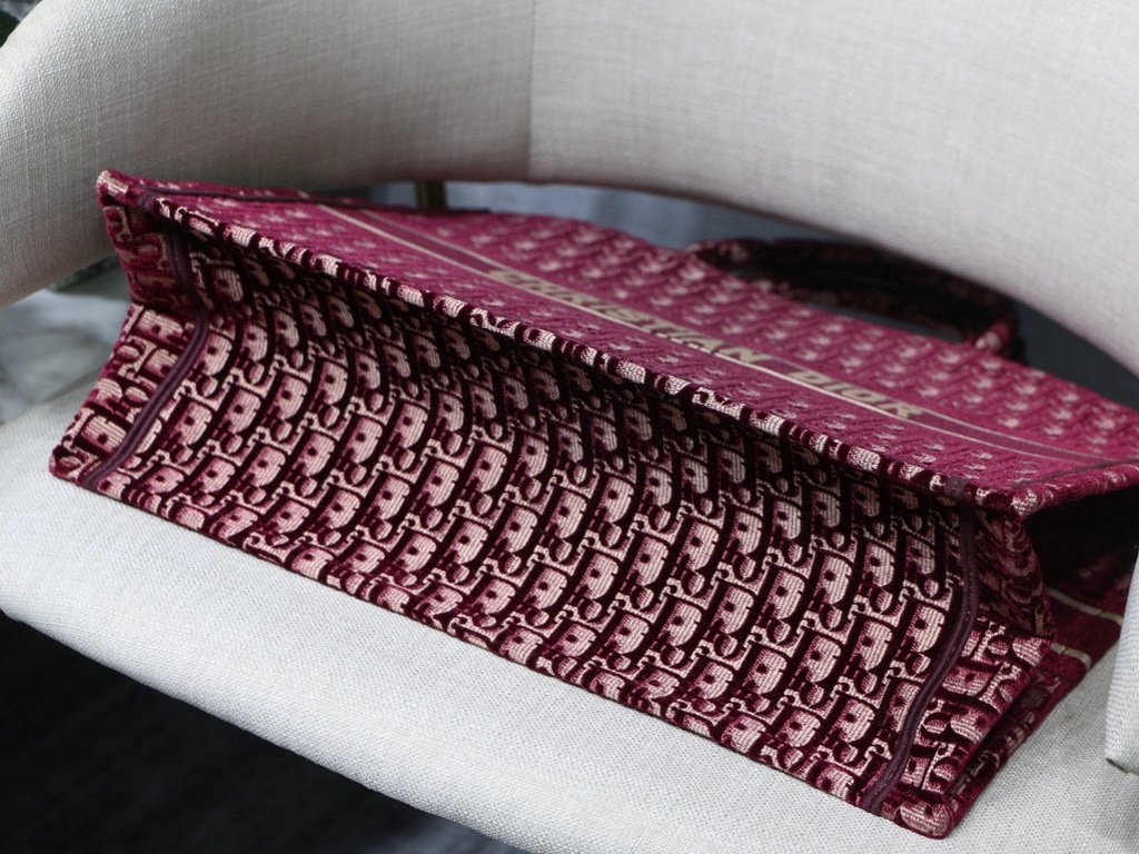 Dior Book Tote M1286 Burgundy Dior Oblique Embroidery - luxibagsmall