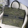 Dior Book Tote M1286 Green Camouflage Embroidery Shopping Bag - luxibagsmall