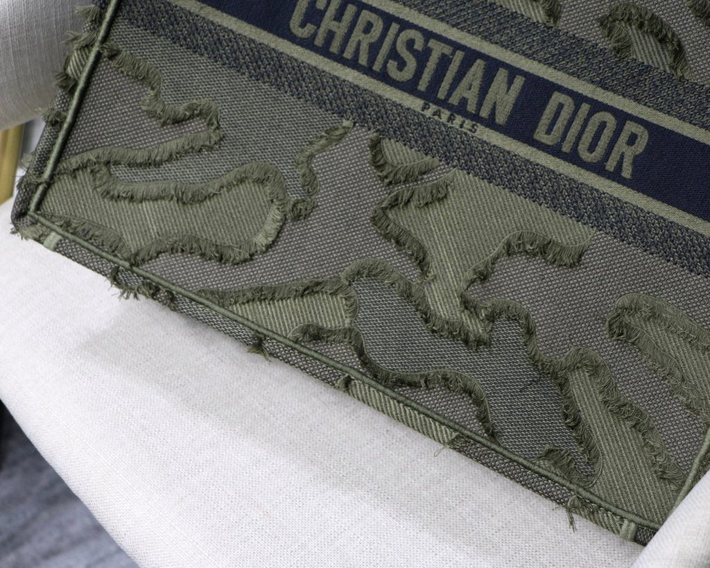 Dior Book Tote M1286 Green Camouflage Embroidery Shopping Bag - luxibagsmall