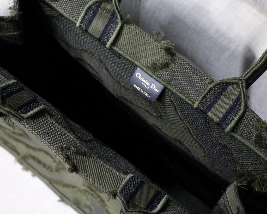 Dior Book Tote M1286 Green Camouflage Embroidery Shopping Bag - luxibagsmall