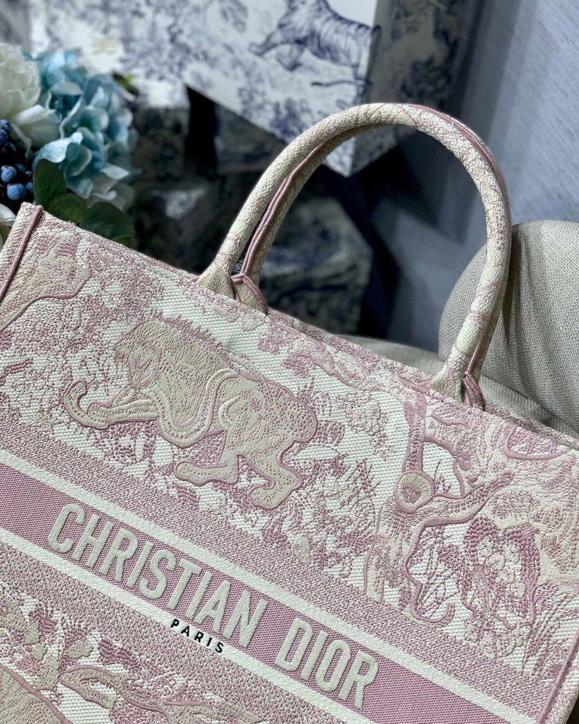 Dior Book Tote M1286 Pink Toile de Jouy Embroidery - luxibagsmall