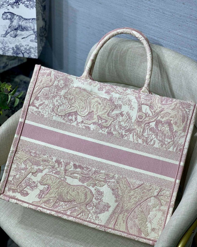 Dior Book Tote M1286 Pink Toile de Jouy Embroidery - luxibagsmall