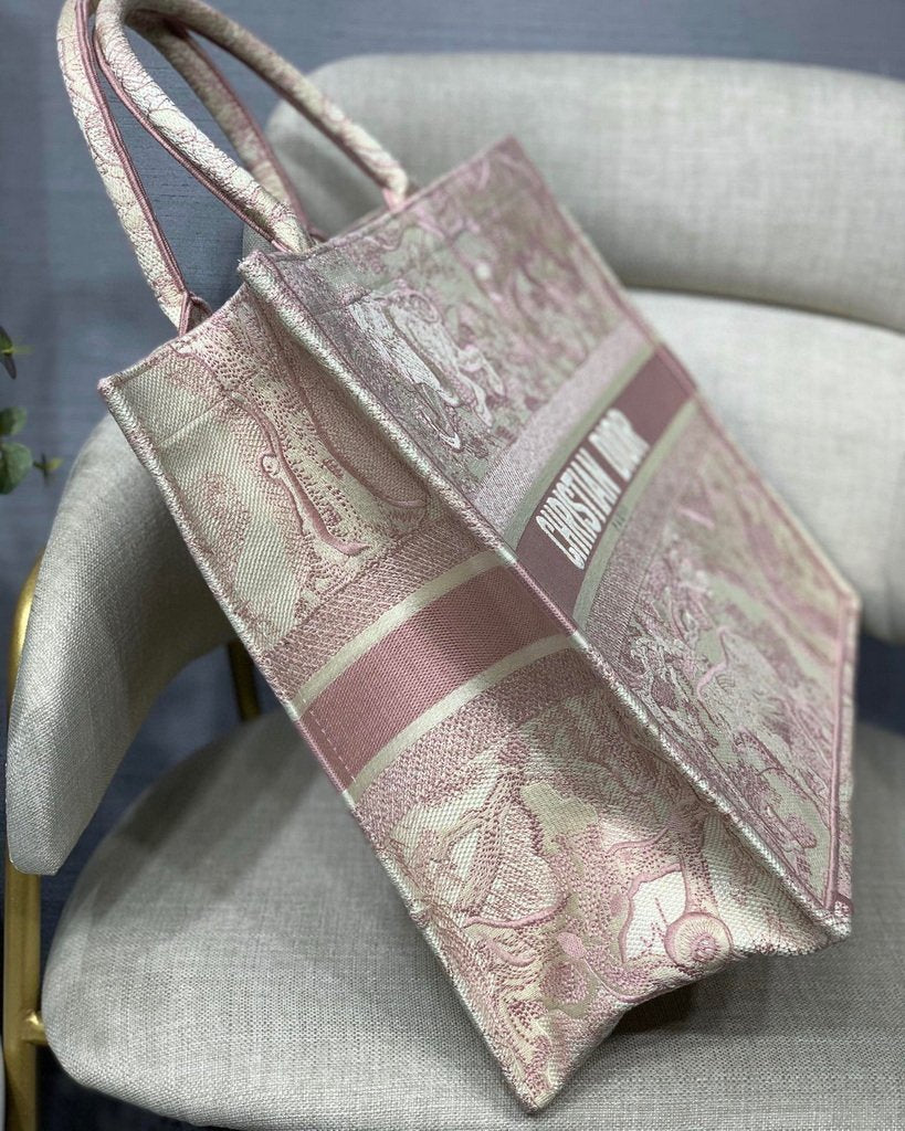 Dior Book Tote M1286 Pink Toile de Jouy Embroidery - luxibagsmall