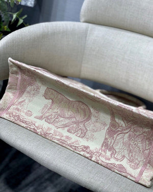 Dior Book Tote M1286 Pink Toile de Jouy Embroidery - luxibagsmall