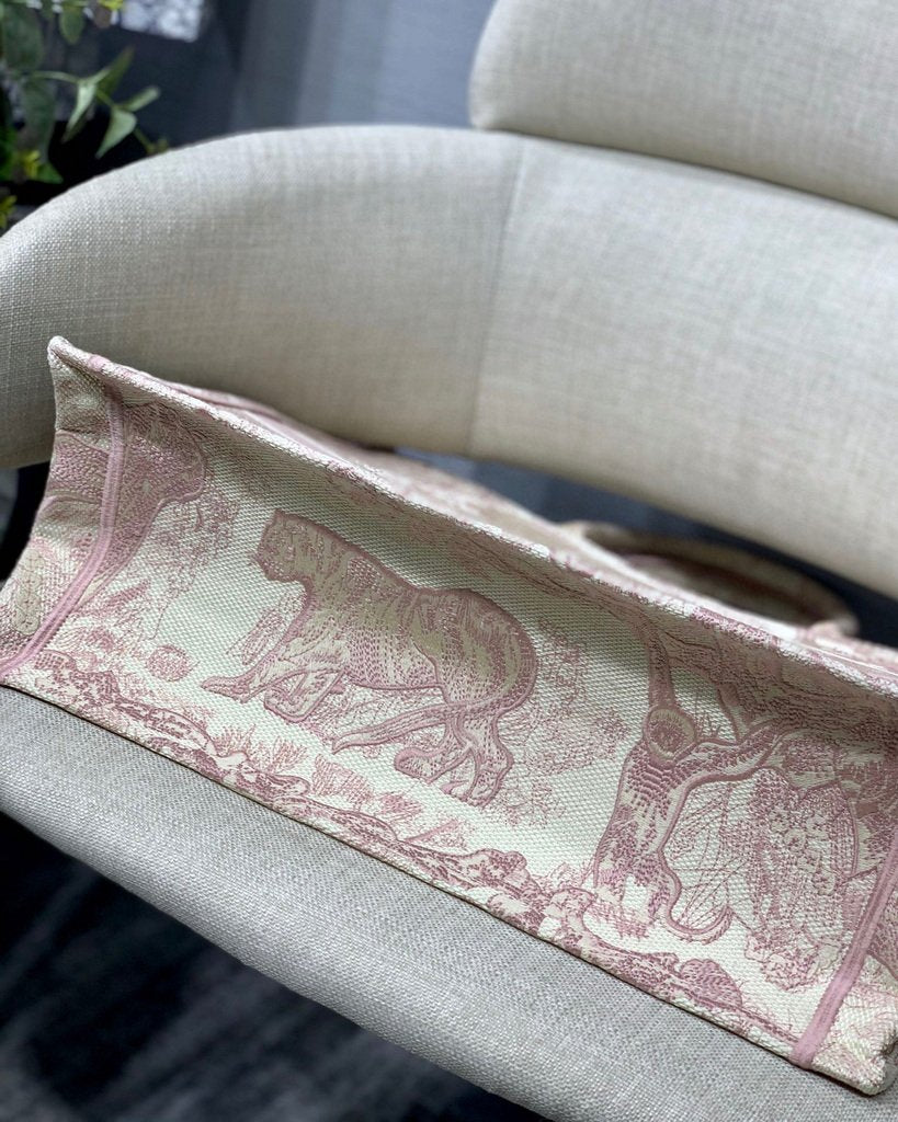Dior Book Tote M1286 Pink Toile de Jouy Embroidery - luxibagsmall