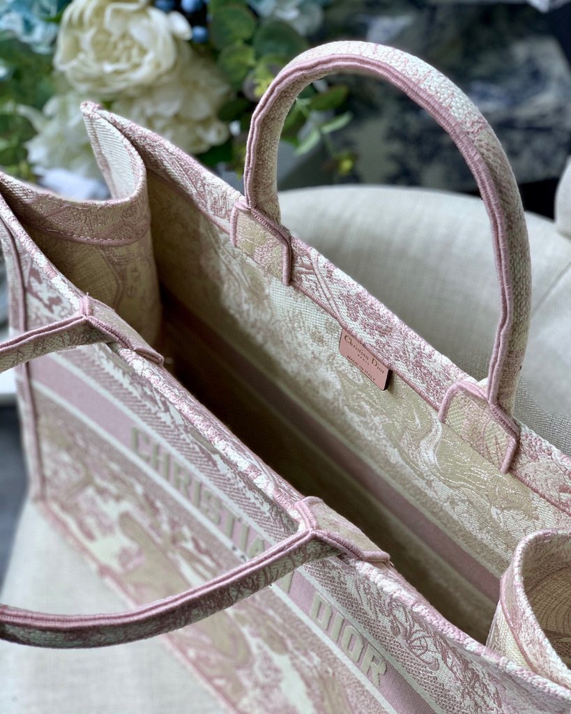 Dior Book Tote M1286 Pink Toile de Jouy Embroidery - luxibagsmall
