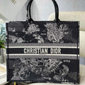Dior M1286 Large Book Tote Black Toile de Jouy Zodiac latte embroidery - Default Title - View 1