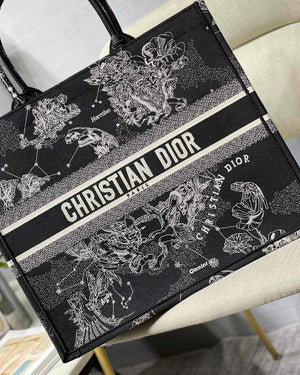 Dior M1286 Large Book Tote Black Toile de Jouy Zodiac latte embroidery - Default Title - View 2