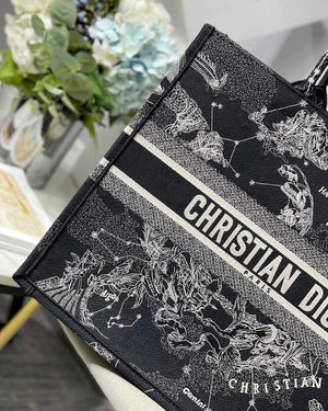 Dior M1286 Large Book Tote Black Toile de Jouy Zodiac latte embroidery - Default Title - View 5