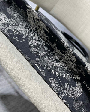 Dior M1286 Large Book Tote Black Toile de Jouy Zodiac latte embroidery - Default Title - View 8