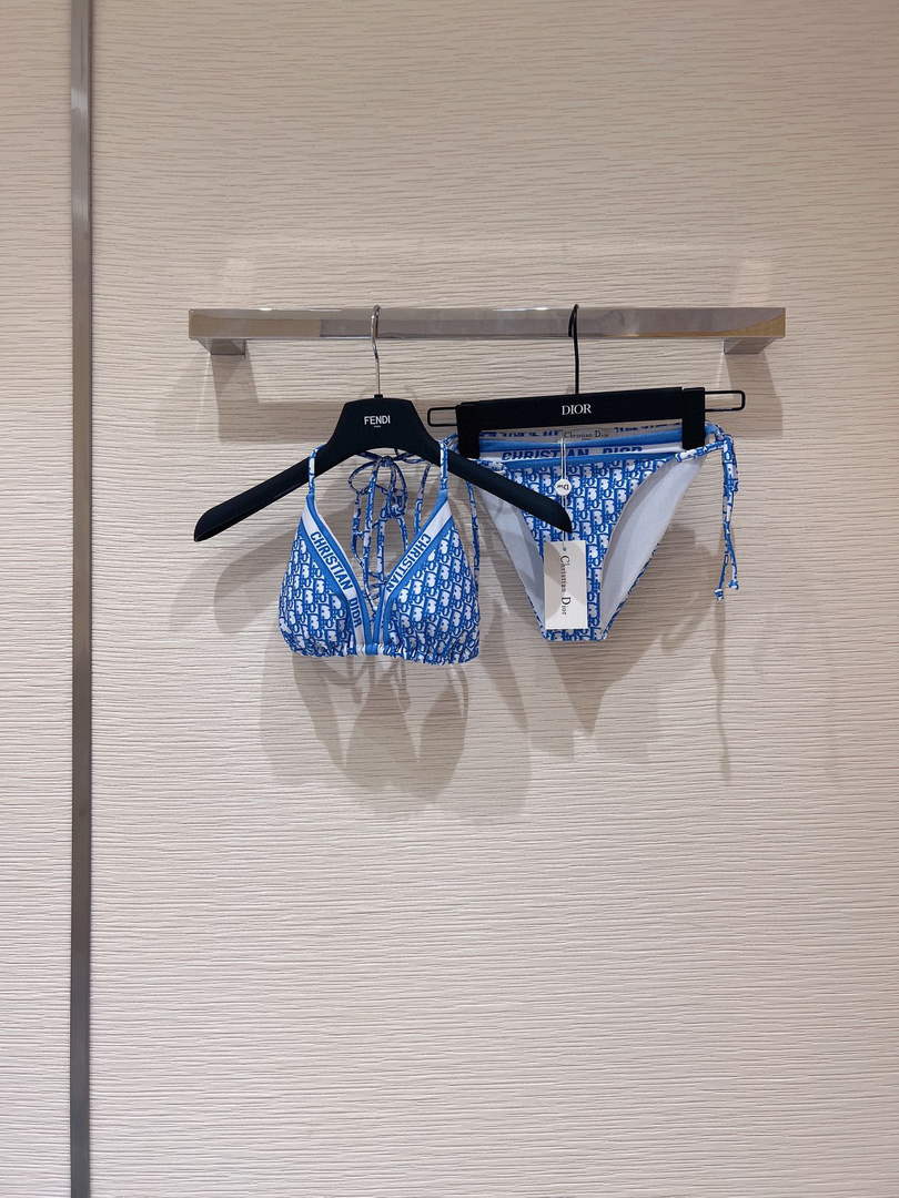 Dior Women's  BIKINI TOP Blue Dior Oblique Technical Fabric 11BB10