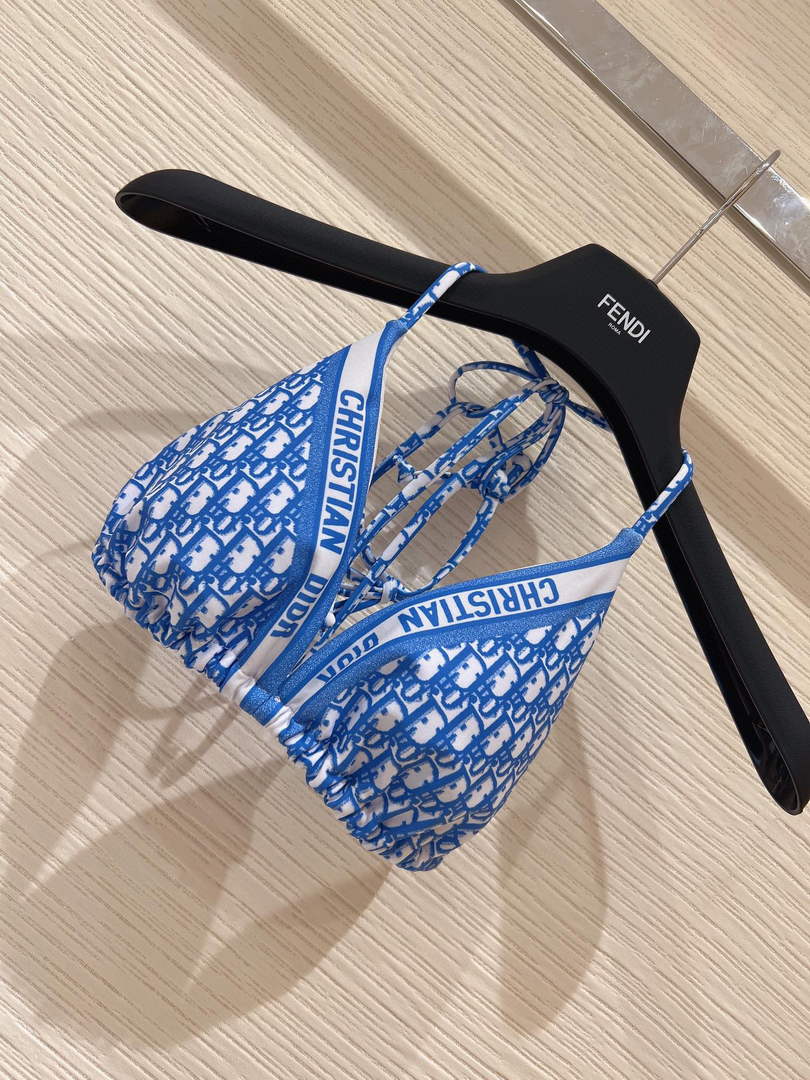 Dior Women's  BIKINI TOP Blue Dior Oblique Technical Fabric 11BB10