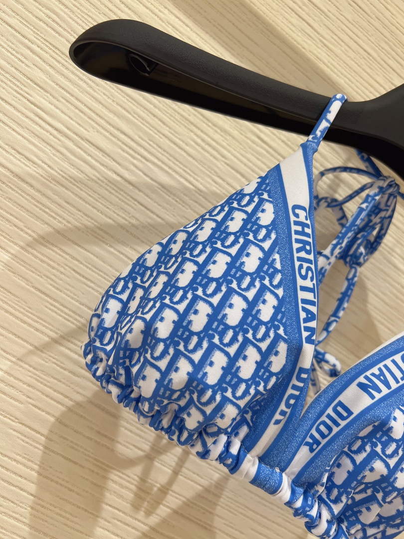 Dior Women's  BIKINI TOP Blue Dior Oblique Technical Fabric 11BB10
