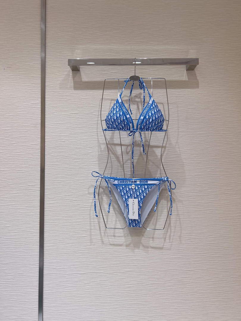 Dior Women's  BIKINI TOP Blue Dior Oblique Technical Fabric 11BB10