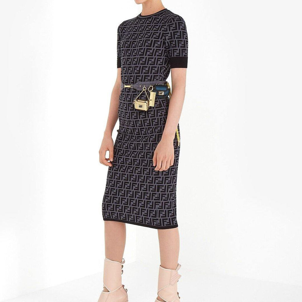 Fendi Women¡¯s FZD753A5 FF Motif Fabric Dress Black - Voguebags