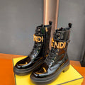 Fendi Women Shoes 8T8355AKY6F1IEM Fendigraphy Black leather biker boots 193215 - 35 - View 1