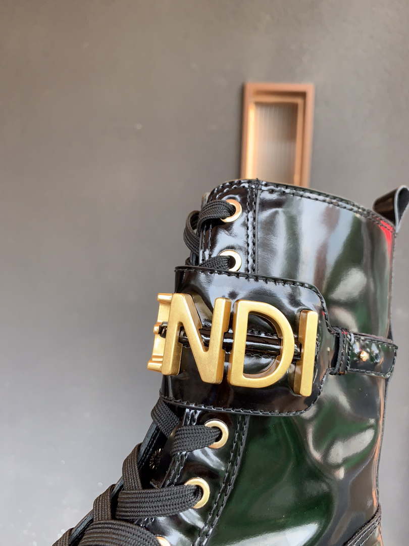 Fendi Women Shoes 8T8355AKY6F1IEM Fendigraphy Black leather biker boots 193215