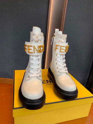 Fendi Women Shoes 8T8355AKY6F1IEM Fendigraphy White leather biker boots 193216 - 35 - View 1