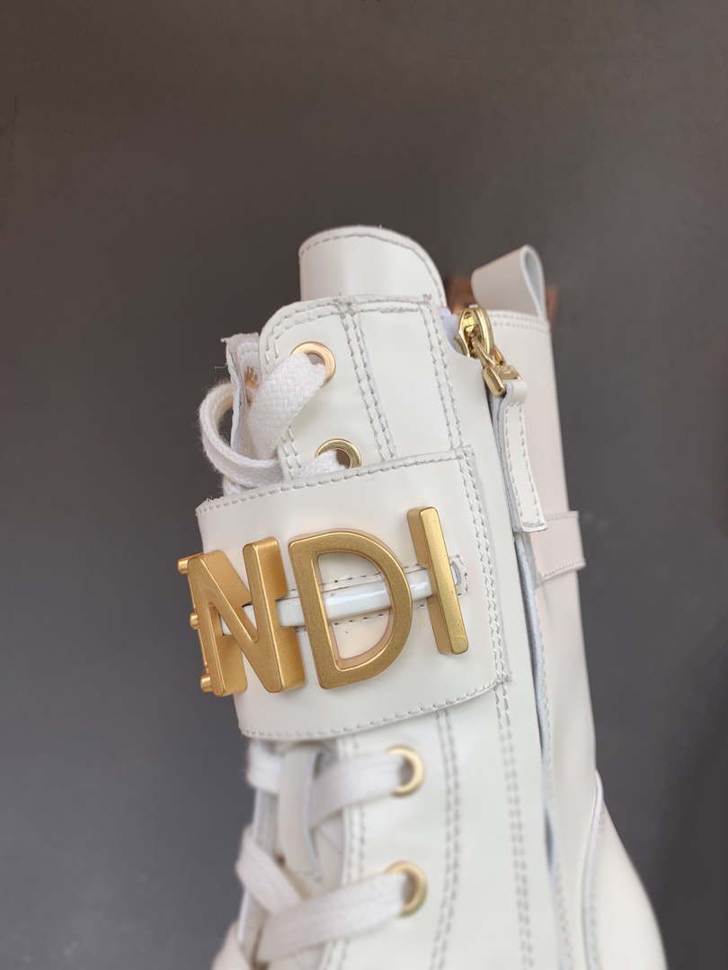 Fendi Women Shoes 8T8355AKY6F1IEM Fendigraphy White leather biker boots 193216