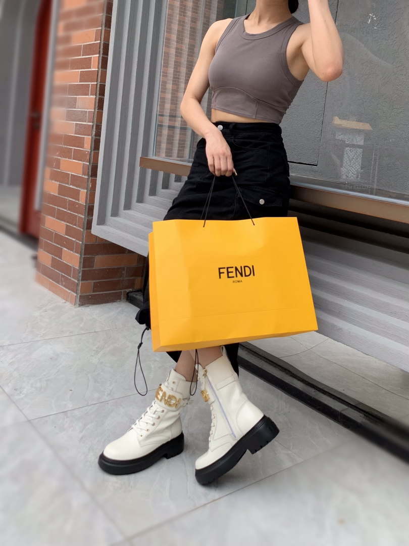 Fendi Women Shoes 8T8355AKY6F1IEM Fendigraphy White leather biker boots 193216