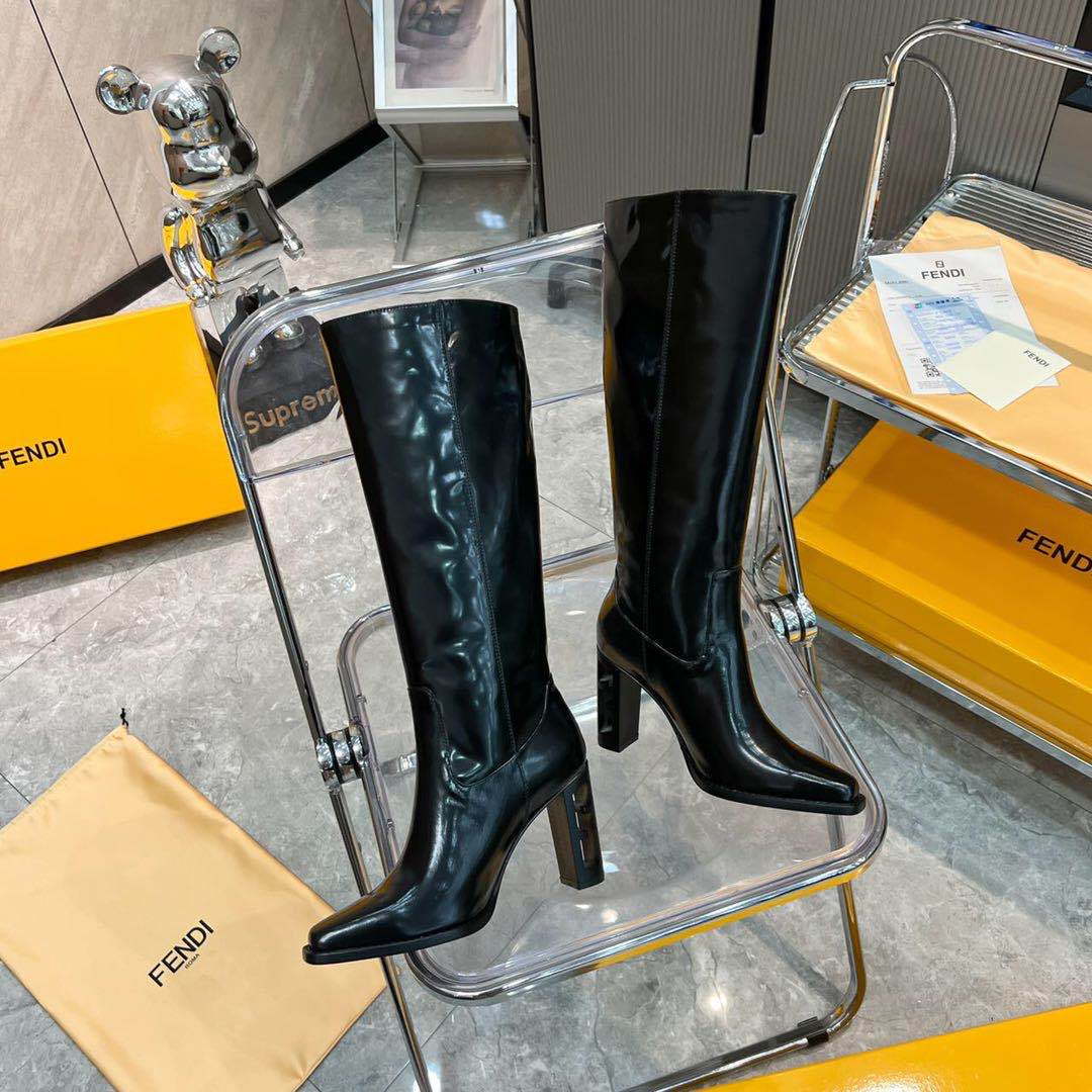 Fendi Women Shoes 8W834869FF0QB3 Cut Black leather high-heeled boots 192522