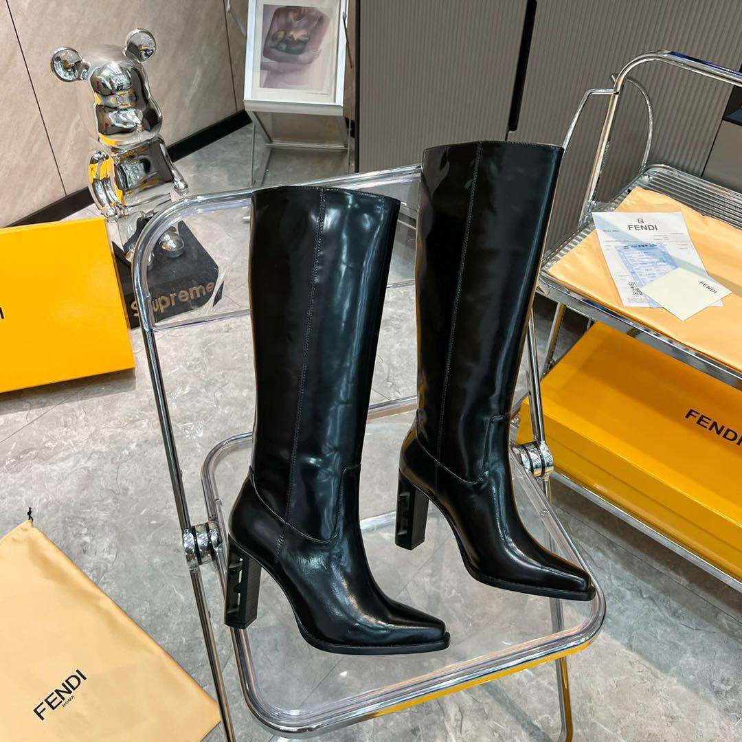Fendi Women Shoes 8W834869FF0QB3 Cut Black leather high-heeled boots 192522