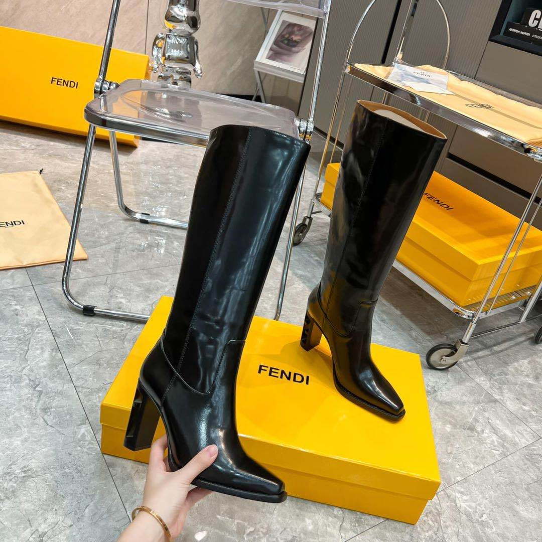 Fendi Women Shoes 8W834869FF0QB3 Cut Black leather high-heeled boots 192522