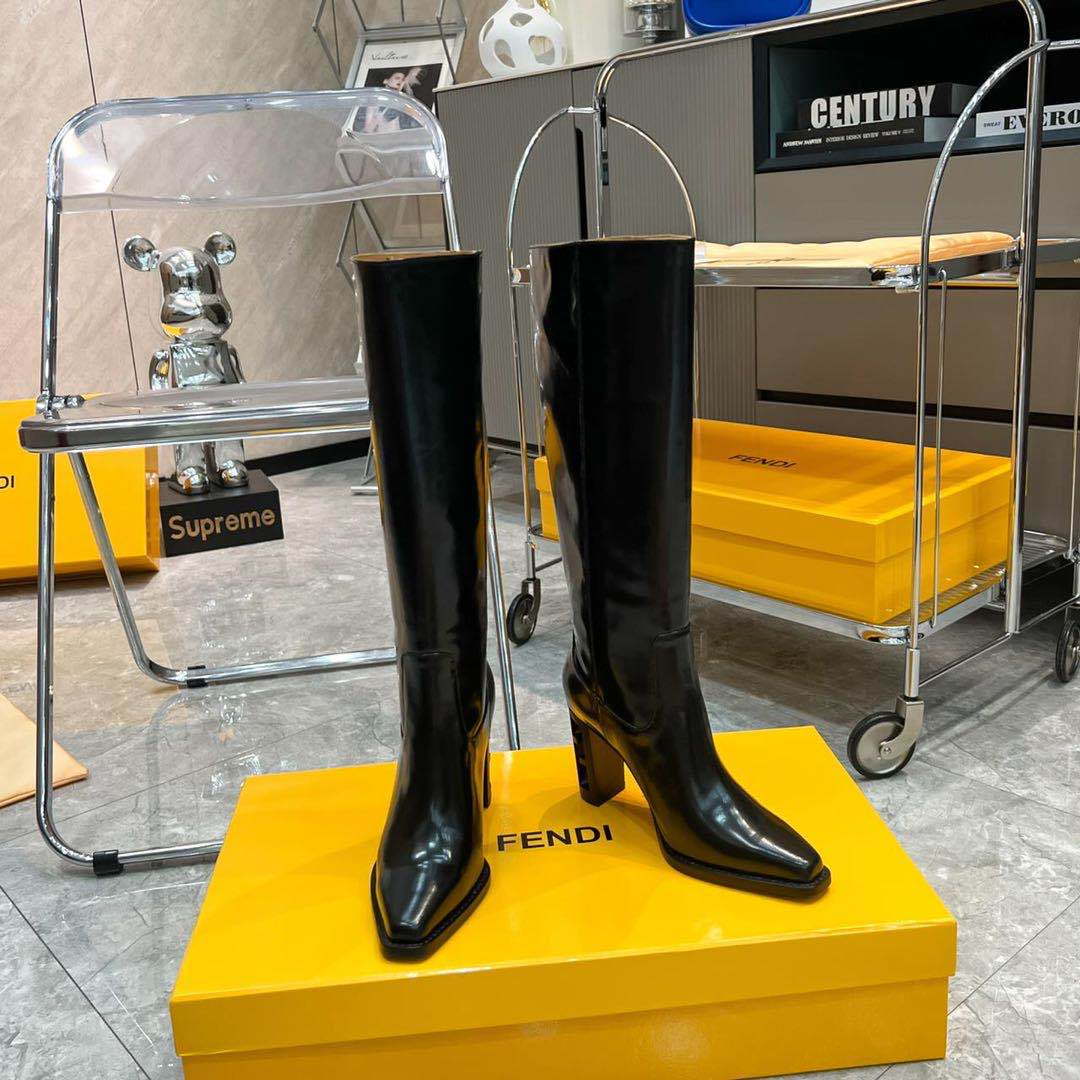 Fendi Women Shoes 8W834869FF0QB3 Cut Black leather high-heeled boots 192522