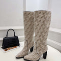 Fendi Women Shoes 8W8348AKXOF1GAA Cut High-heeled blue FF chenille boots 191944 - 35 - View 1