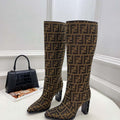 Fendi Women Shoes 8W8348AKXOF1GAA Cut High-heeled blue FF chenille boots 191946 - 35 - View 1