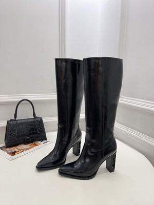 Fendi Women Shoes 8W8348AKXOF1GAA Cut High-heeled blue FF chenille boots 191948 - 35 - View 1