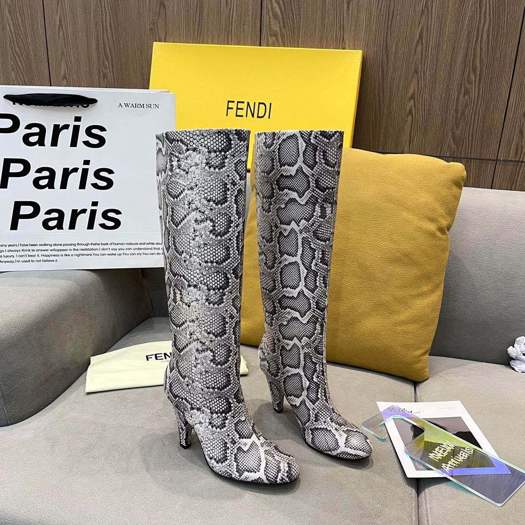 Fendi Women Shoes Cut Multicolor leather high-heeled boots 192487
