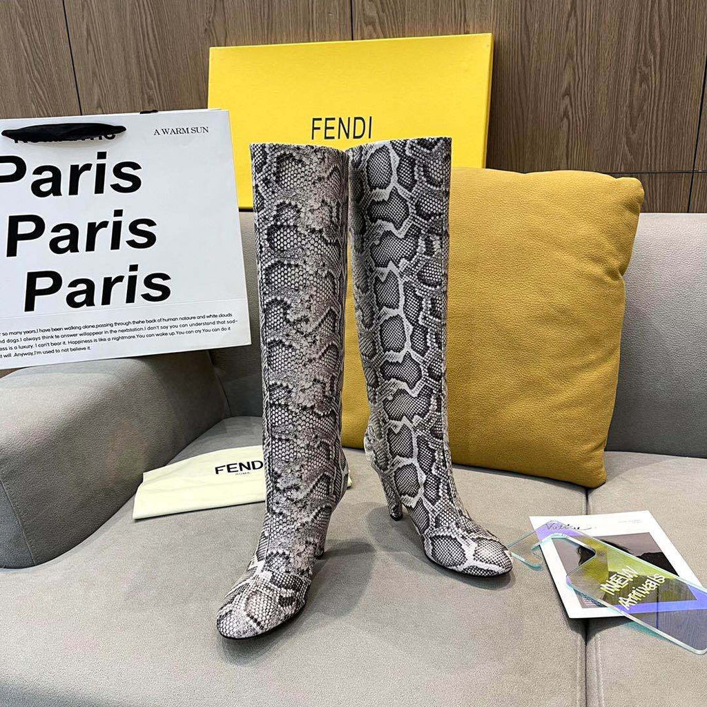 Fendi Women Shoes Cut Multicolor leather high-heeled boots 192487