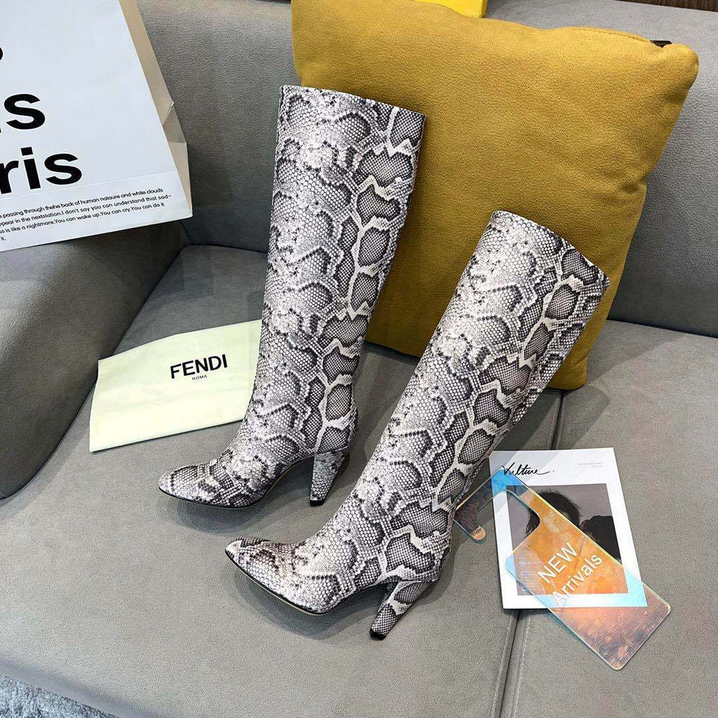 Fendi Women Shoes Cut Multicolor leather high-heeled boots 192487