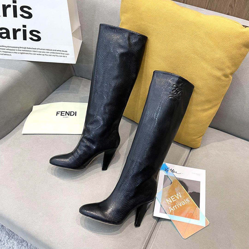 Fendi Women Shoes Cut Multicolor leather high-heeled boots 192488