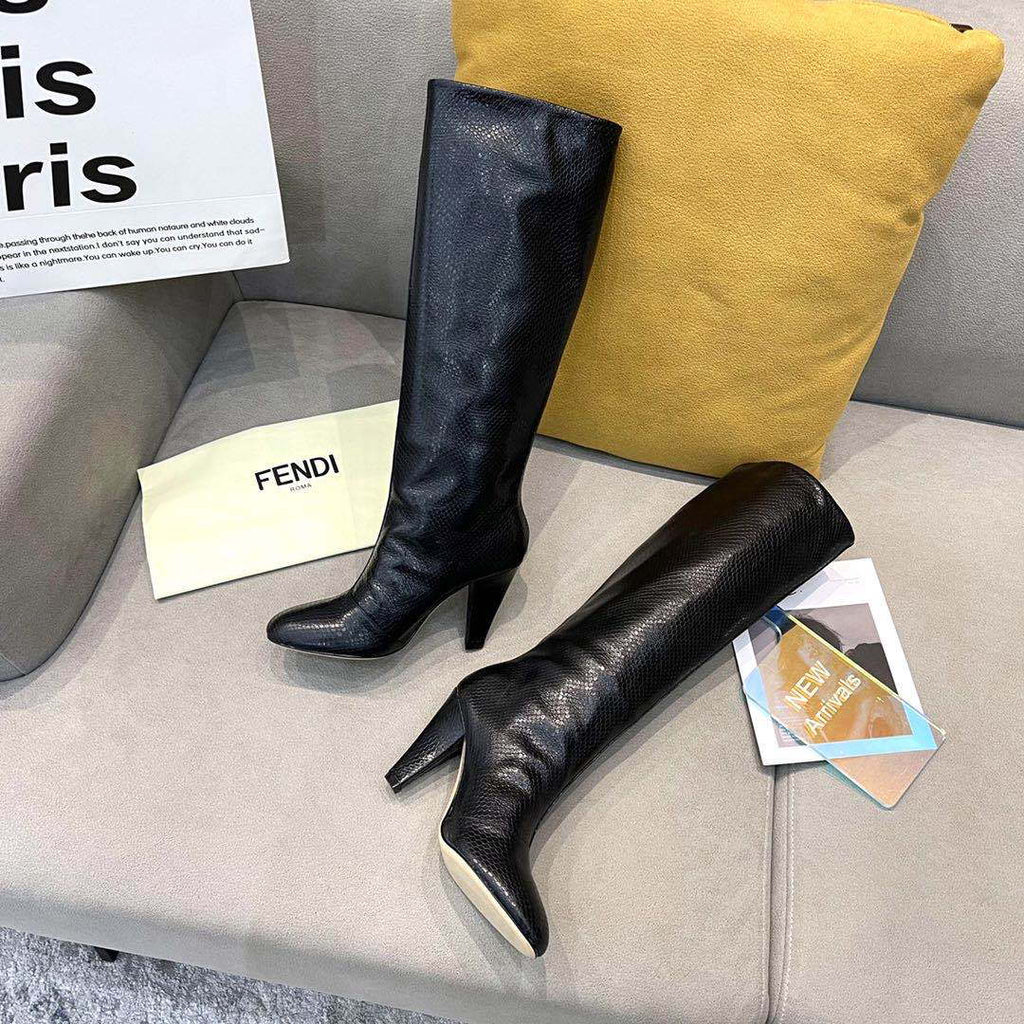 Fendi Women Shoes Cut Multicolor leather high-heeled boots 192488