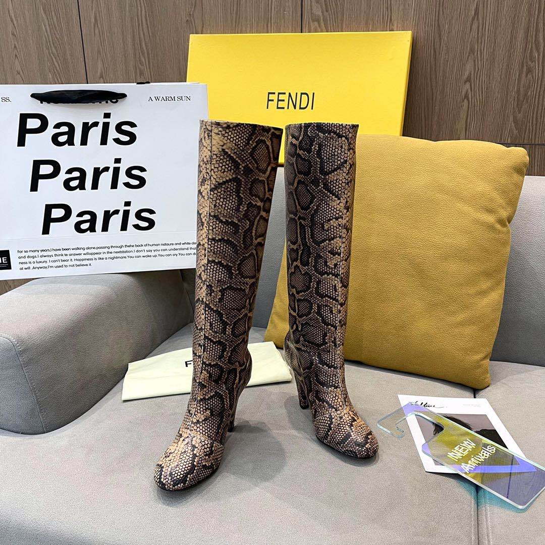 Fendi Women Shoes Cut Multicolor leather high-heeled boots 192489