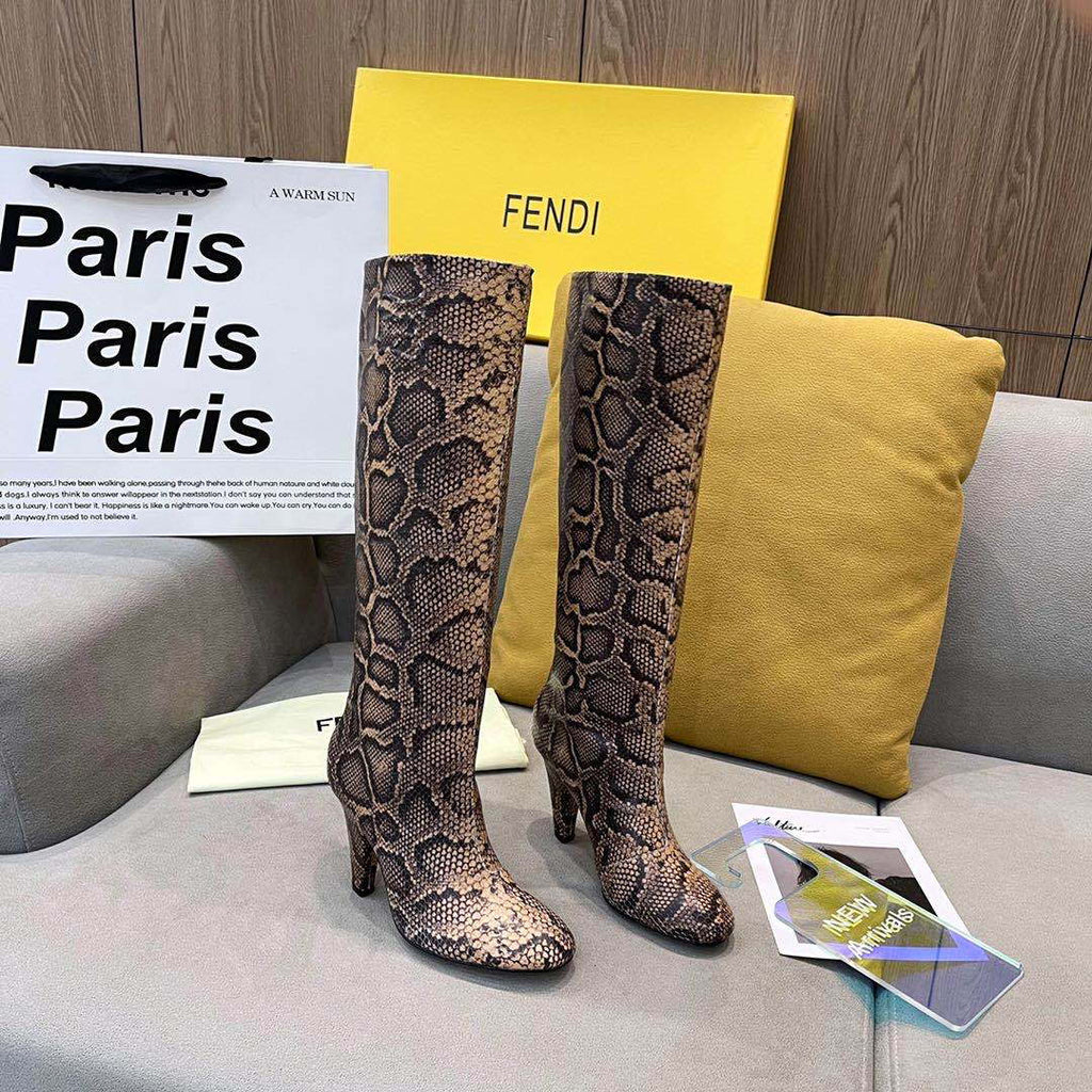 Fendi Women Shoes Cut Multicolor leather high-heeled boots 192489