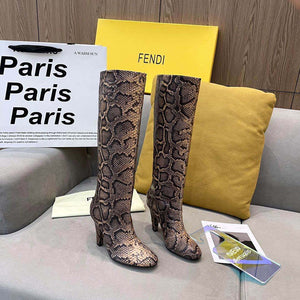 Fendi Women Shoes Cut Multicolor leather high-heeled boots 192489 - 35 - View 7