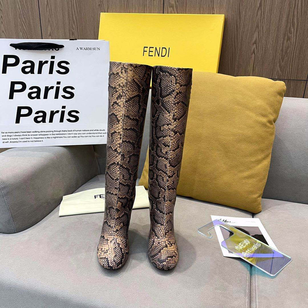 Fendi Women Shoes Cut Multicolor leather high-heeled boots 192489