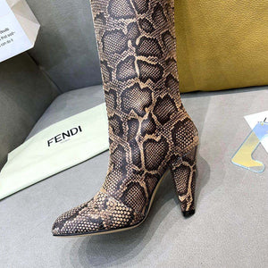Fendi Women Shoes Cut Multicolor leather high-heeled boots 192489 - 35 - View 4
