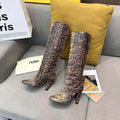 Fendi Women Shoes Cut Multicolor leather high-heeled boots 192489 - 35 - View 1
