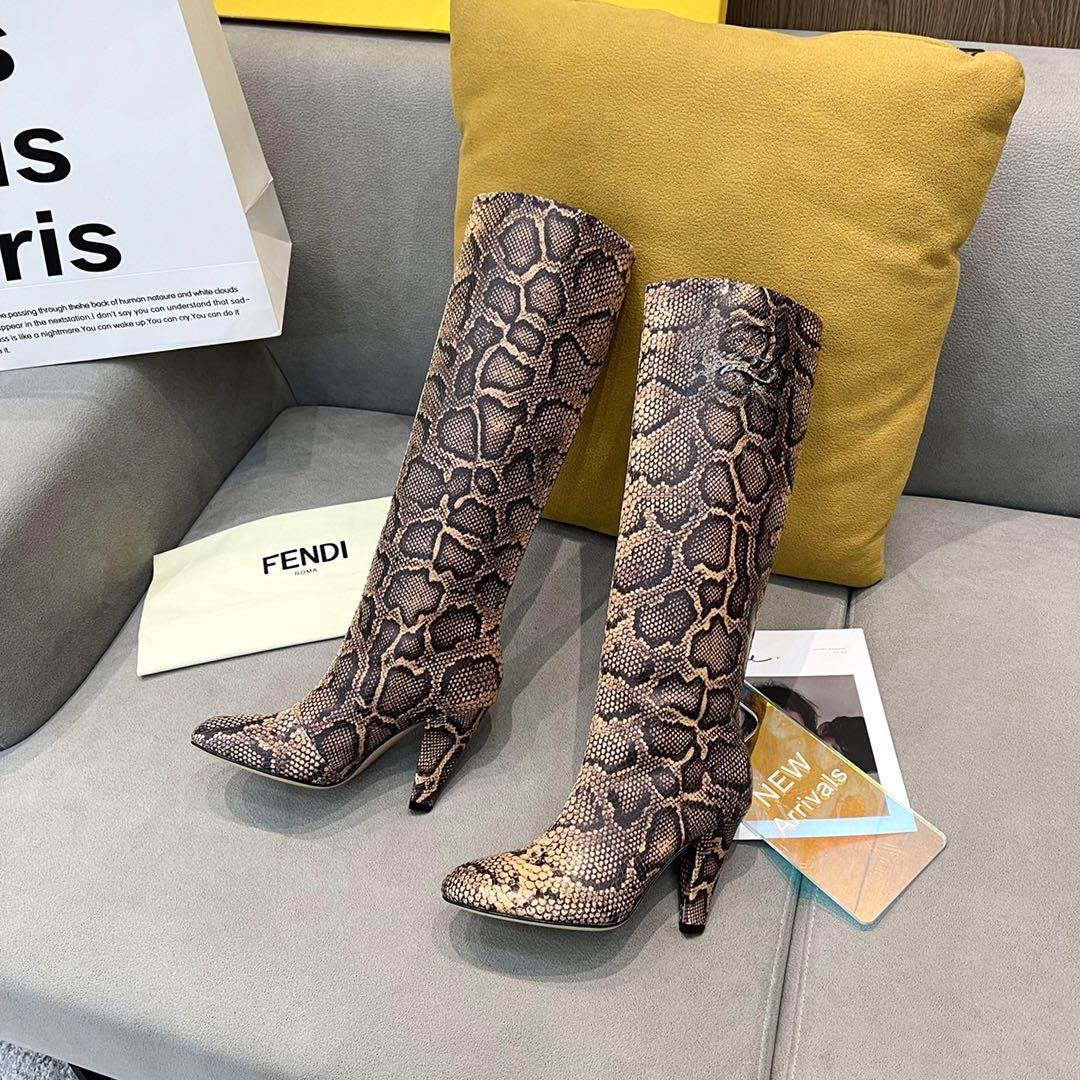 Fendi Women Shoes Cut Multicolor leather high-heeled boots 192489 - 35 - View 1