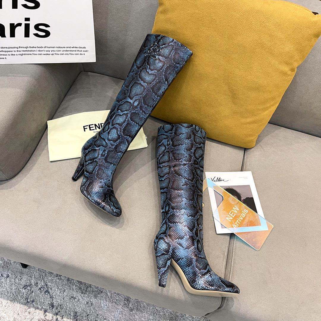 Fendi Women Shoes Cut Multicolor leather high-heeled boots 192491