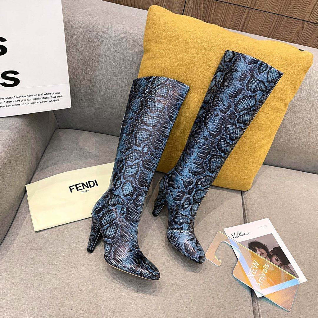 Fendi Women Shoes Cut Multicolor leather high-heeled boots 192491