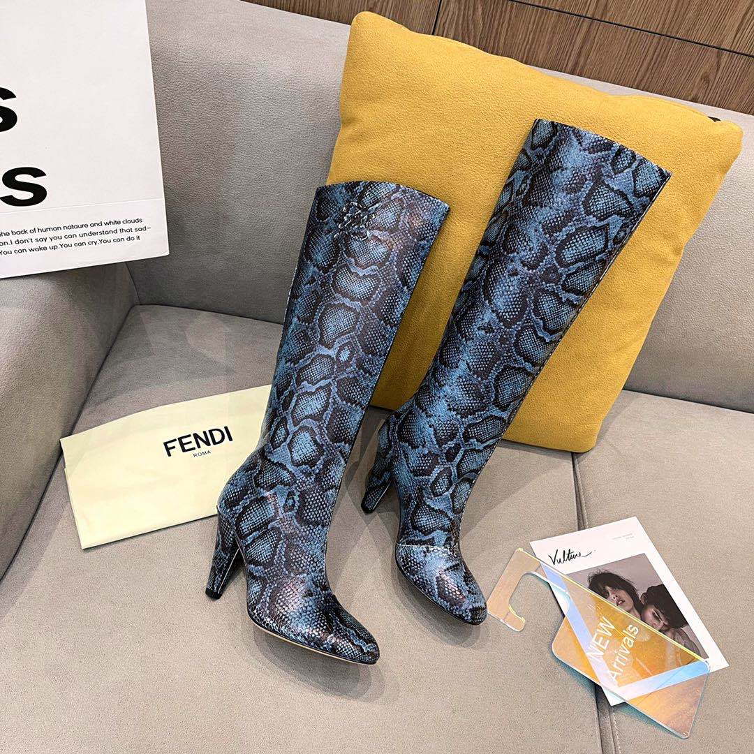 Fendi Women Shoes Cut Multicolor leather high-heeled boots 192491