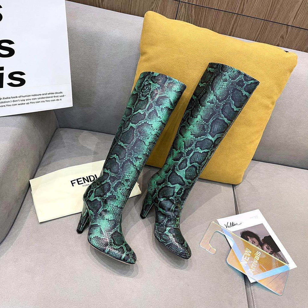 Fendi Women Shoes Cut Multicolor leather high-heeled boots 192492