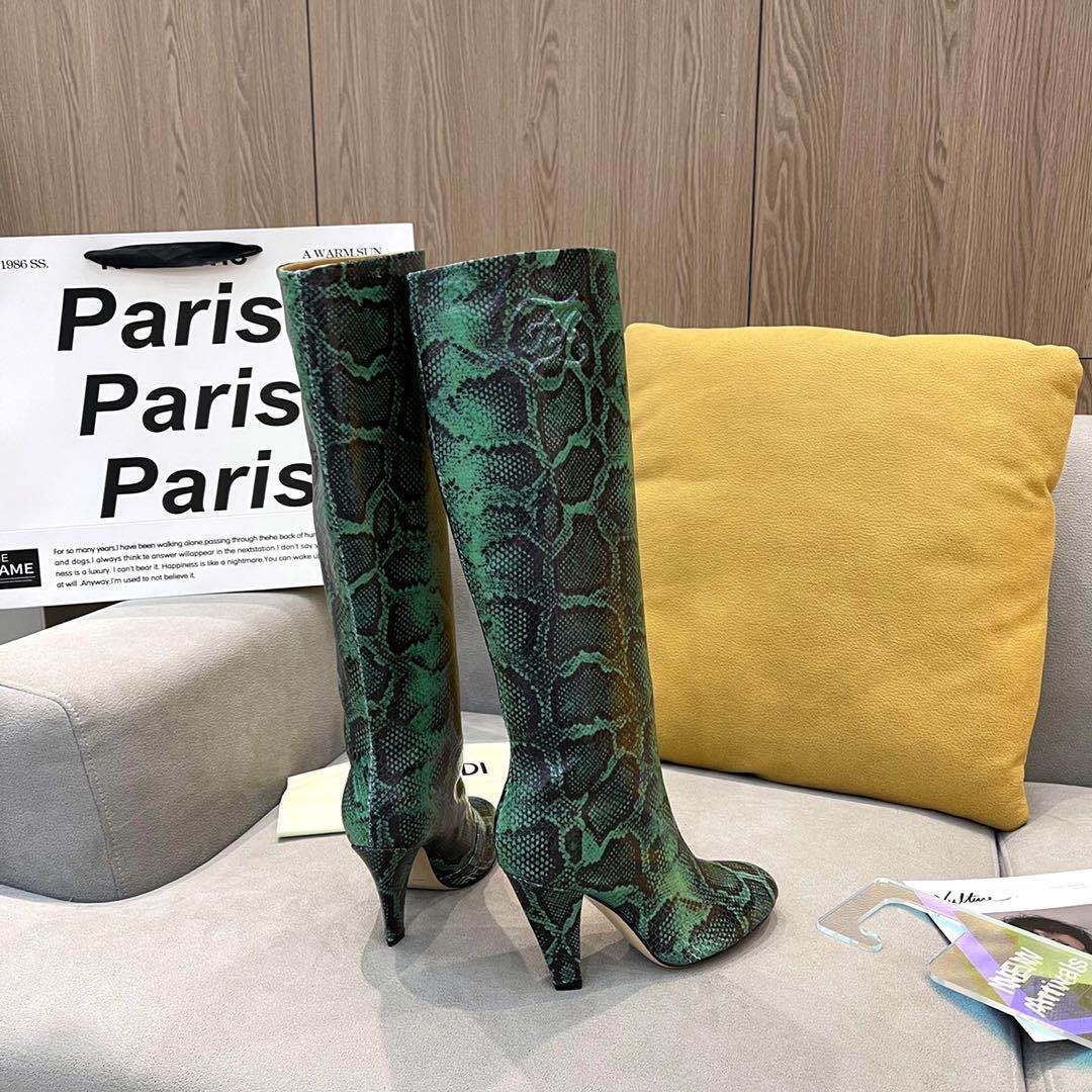Fendi Women Shoes Cut Multicolor leather high-heeled boots 192492