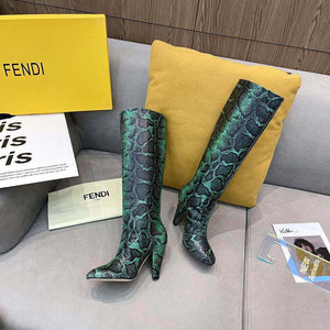 Fendi Women Shoes Cut Multicolor leather high-heeled boots 192492 - 35 - View 3