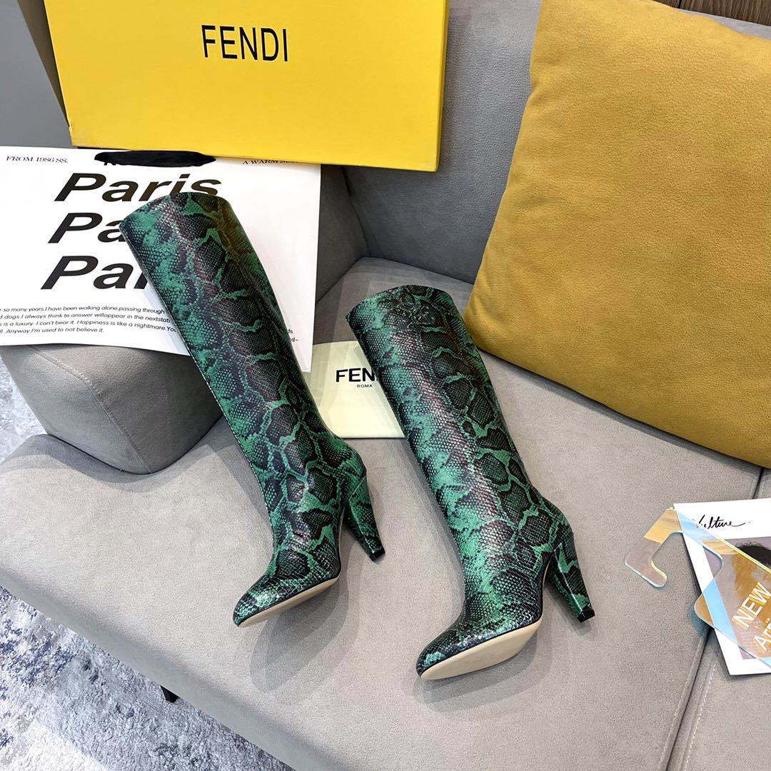 Fendi Women Shoes Cut Multicolor leather high-heeled boots 192492